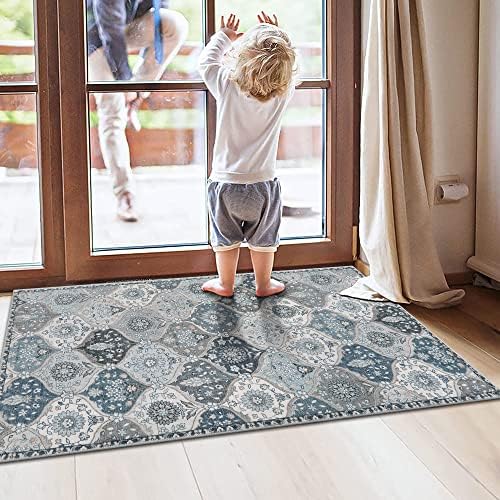 Lahome Moroccan Blue Small Area Rug, 2x4 Rugs - Image 5