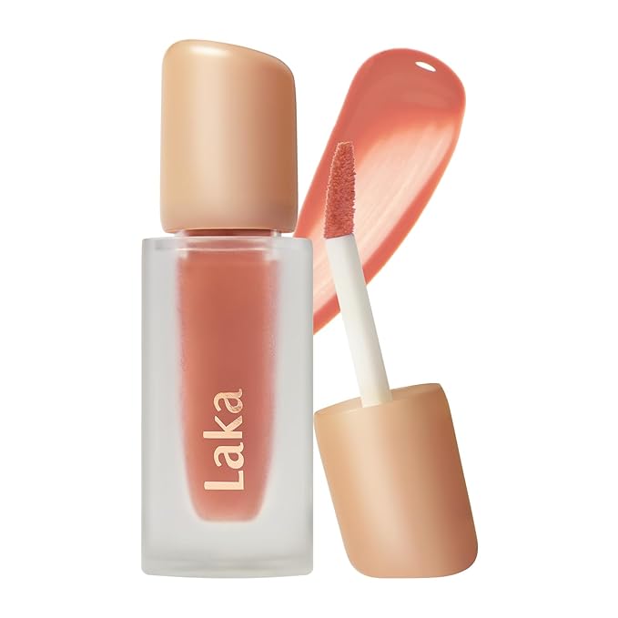 Laka Fruity Glam Tint, 4.5g/0.15 oz., Glowing Lip Stain with Wide Color Spectrum, Hydrating & Lightweight Texture, Long-Lasting Bold Stain, Non-Sticky, Vegan, K-Beauty (#125 Mango)
