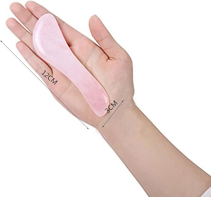 Feng Shui Pink Rose Quartz Gua Sha Board-Therapeutic Relief and Skin Renewal -Premium All Natural Handmade Healing Stone W3462