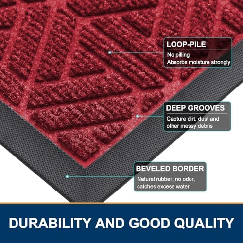 Smiry Front Door Mat Outside Entrance, Low Profile Rubber Doormat - Image 4