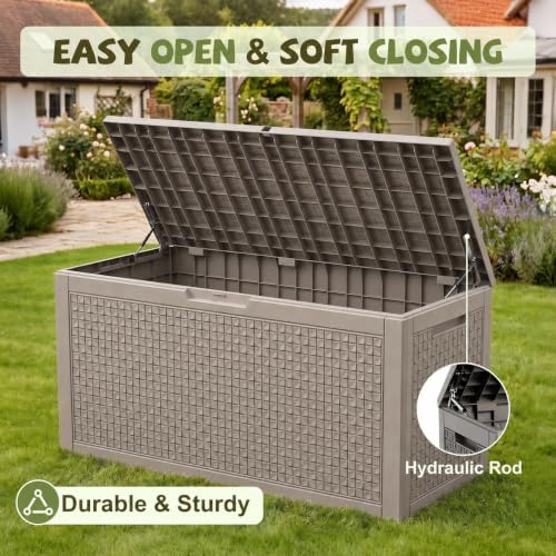 180 Gallon Outdoor Storage Box, Deck Box Waterproof, Toy Storage Bin - Image 3