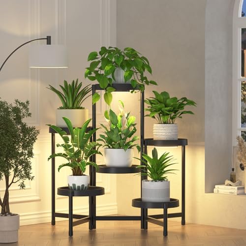 iDavosic.ly 6 Tier Folding Plastic Plant Stand Indoor, Grow Light by iDavosicly