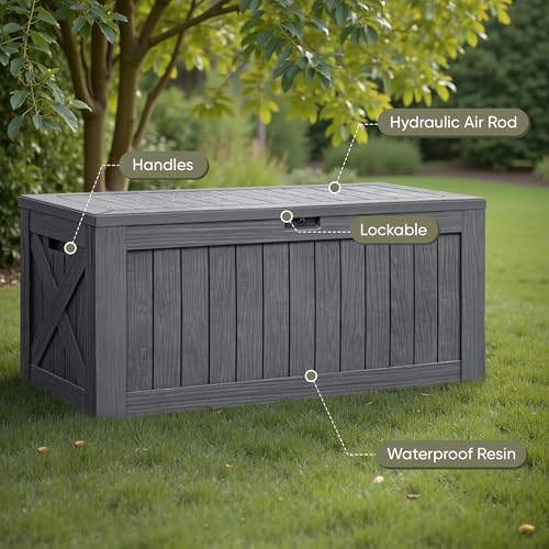 Flamaker Internal 120 Gallon Deck Box Waterproof, Large Outdoor Storage Box - Image 5