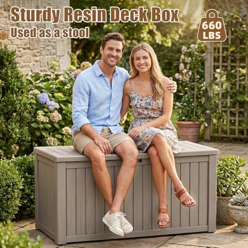 280 Gallon Outdoor Storage Box, Large Patio Deck Box, Tool Storage Bin - Image 6