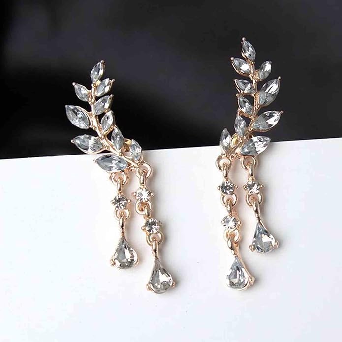 Boho Rhinestone Ear Crawler Earrings Gold Crystal Wing Ear Climber Earrings Angel Wing Crystal Dangle Earrings Cz Wing Studs Earrings Jewelry for Women and Girls