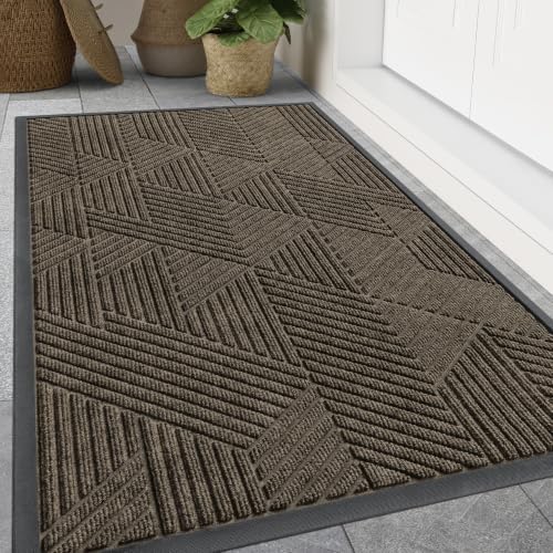 Smiry Front Door Mat Outside Entrance, Low Profile Rubber Doormat by Smiry