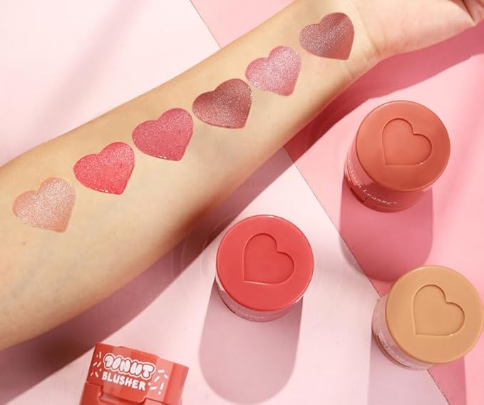 Stamp Liquid Blush Stamp Blush with Heart Shaped Applicator Natural Long Lasting Blush, Light and Airy Makeup for Women (2)