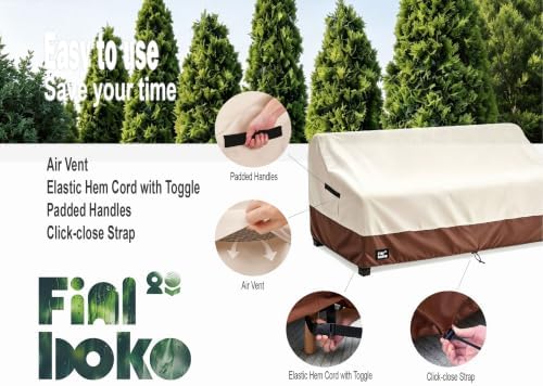 3-Seater Outdoor Sofa Cover, 79Wx38Dx35H inches Outdoor Furniture Covers - Image 5