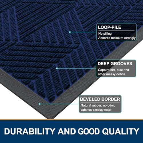 Smiry Front Door Mat Outside Entrance, Low Profile Rubber Doormat - Image 4