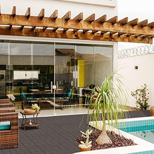 Goovilla Plastic Interlocking Deck Tiles, 9 Pack 12"x12", Dark Coffee - Image 5