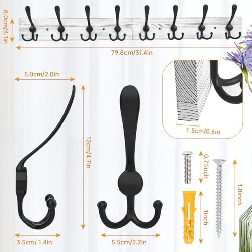 IBosins Wall Mounted Coat Rack, 31.4" Long - Image 2