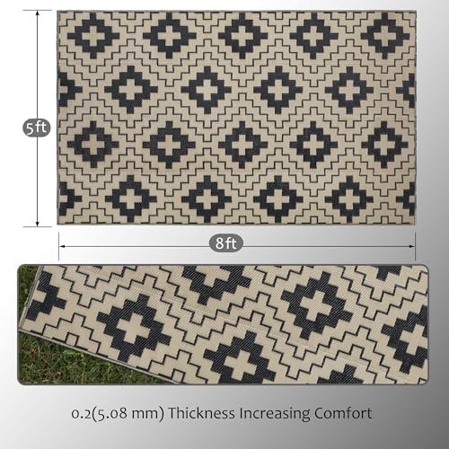 SAND MINE Waterproof Outdoor Rug 5x8 ft, Reversible Plastic Straw Area Rug - Image 2