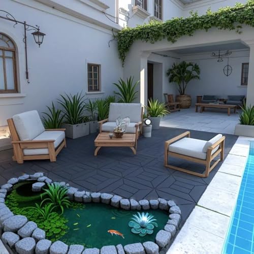 Plastic Interlocking Deck Tiles, 12x12 Inches Waterproof Outdoor Patio Flooring - Image 3
