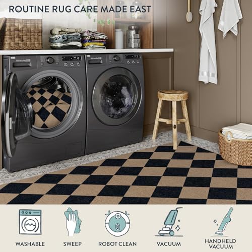 Lahome Checkered Easy Jute Front Door Mat, 2x3 Kitchen Outdoor Rug Washable - Image 6