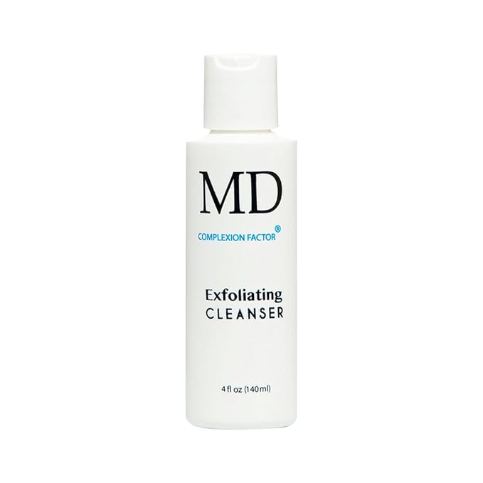 MD Complexion Factor Exfoliating Cleanser (4fl oz) Exfoliating Facial Cleanser with Benzoyl Peroxide - Gentle Face Exfoliator & Cleanser for Deep Pore Cleansing & Removing Acne - Skin-friendly Formula