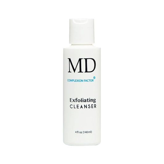 MD Complexion Factor Exfoliating Cleanser (4fl oz) Exfoliating Facial Cleanser with Benzoyl Peroxide - Gentle Face Exfoliator & Cleanser for Deep Pore Cleansing & Removing Acne - Skin-friendly Formula