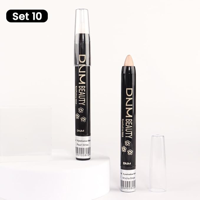 Kaely 2Pcs Cream Eyeshadow Stick Set for Eyes,Pearl White & Mocha Beige Shimmer Pen,Eye Brightener Halloween Makeup,sombras para ojos,Smooth Eye Shadow Highlighter Crayon Pencil Waterproof,01+14