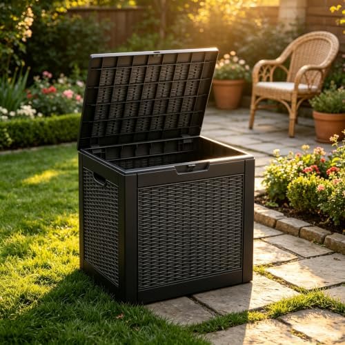 Fancyango 35 Gallon Waterproof Deck Box, Resin Outdoor Storage Box - Image 6