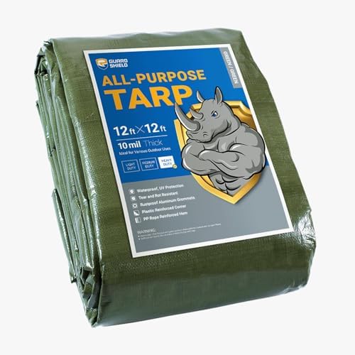 GUARD SHIELD Heavy Duty Tarp 12x12 Feet Green Multi Purpose Thick Waterproof by GUARDSHIELD