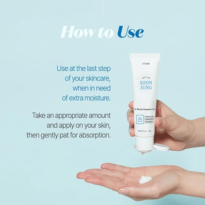 ETUDE SoonJung 2x Barrier Intensive Cream (Original), Hypoallergenic Shea Butter Hydrating Facial Cream for Sensitive Skin, Water-oil Balance & Panthenol, Korean Skin Care (2.02 Fl Oz)