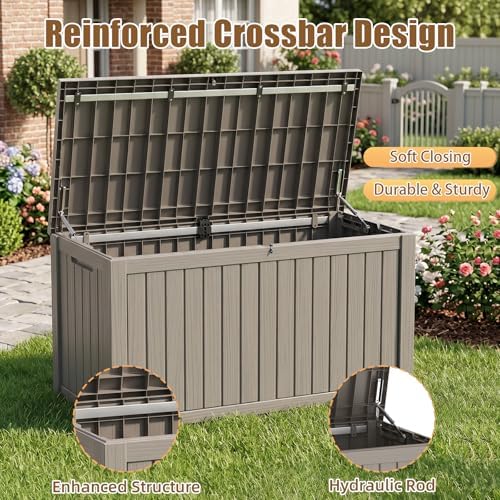 280 Gallon Outdoor Storage Box, Large Patio Deck Box, Tool Storage Bin - Image 3