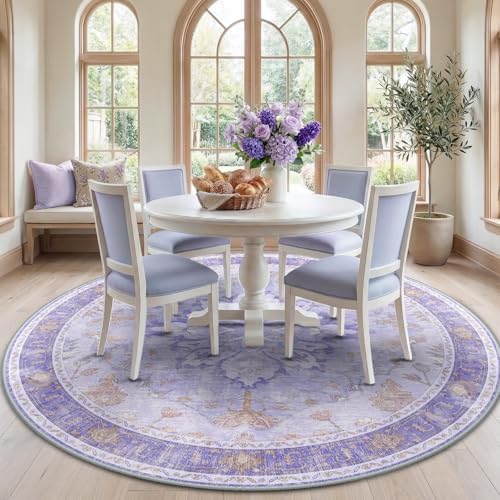 RELEANY Washable Area Rug, Round 7ft by RELEANY