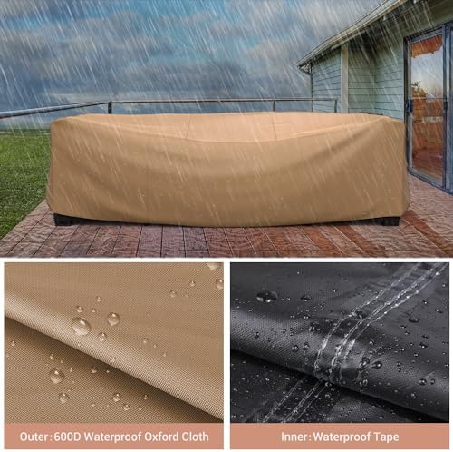 Mrrihand Outdoor Patio Furniture Covers Waterproof 74"Lx47"Wx28"H Brown - Image 5