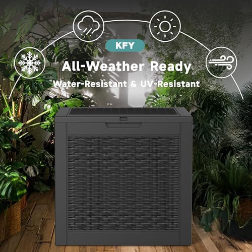 31 Gallon Waterproof Resin Deck Box, UV Resistant Outdoor Storage - Image 4