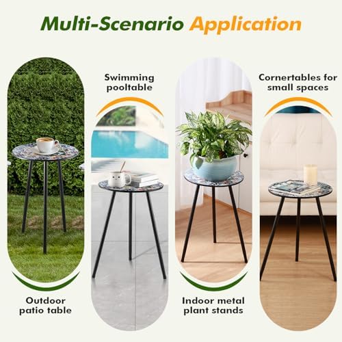 1 Pack Metal Outdoor Side Table Small Outside Round End Table - Image 6