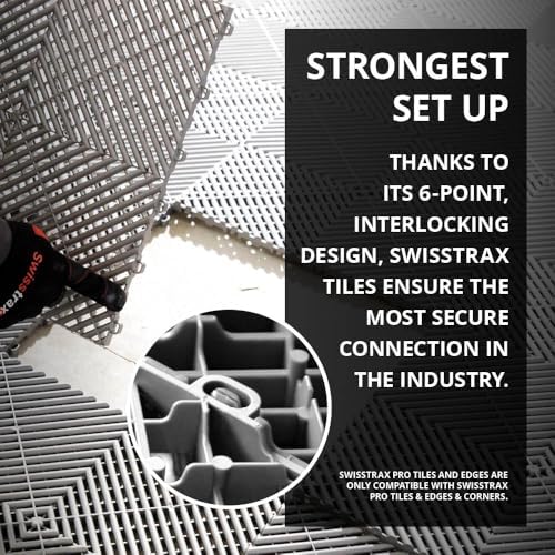 Swisstrax Ribtrax Smooth PRO Garage Floor Tiles, Slate Grey - Image 3