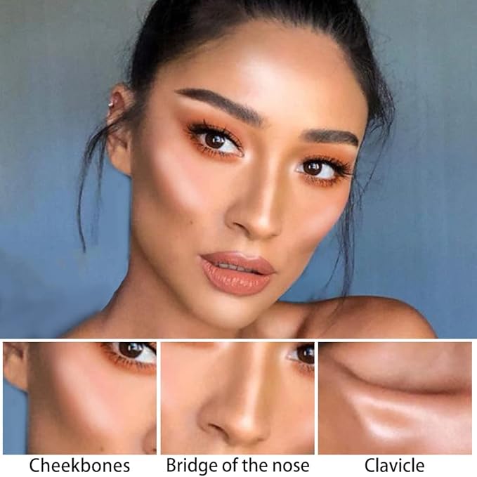 evpct 2Pcs Face Cream Contour Bronzer Sticks Makeup Highlighter Highlight Brown Creme Cheek Contour Sticks contorno en crema Bronzing Foundation Stick Kit Shadow Shading Face Contour Highly Piamented