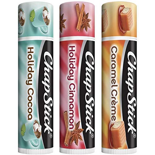 Chapstick Holiday Collection 2017, Pack of 3, Holiday Cinnamon, Caramel Creme & Holiday Cocoa, 0.15 Oz Ea