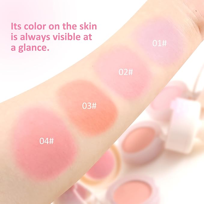 Boobeen Blush Compact for Face, Matte Powder Blush for Cheeks Powder Palette, Nude Light Blush with Puff, Blusher Makeup for a Radiant, Natural Glowing