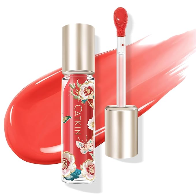 Catkin Lip Plumper Gloss, Tinted Lip Serum with Hyaluronic Acid & Jojoba Oil, Non-sticky Volumizing Hydrating Formula for a High Shine Maximum 3D Look, Plump & Soft Lips 0.12 Fl Oz - C09 Cherry Ruby