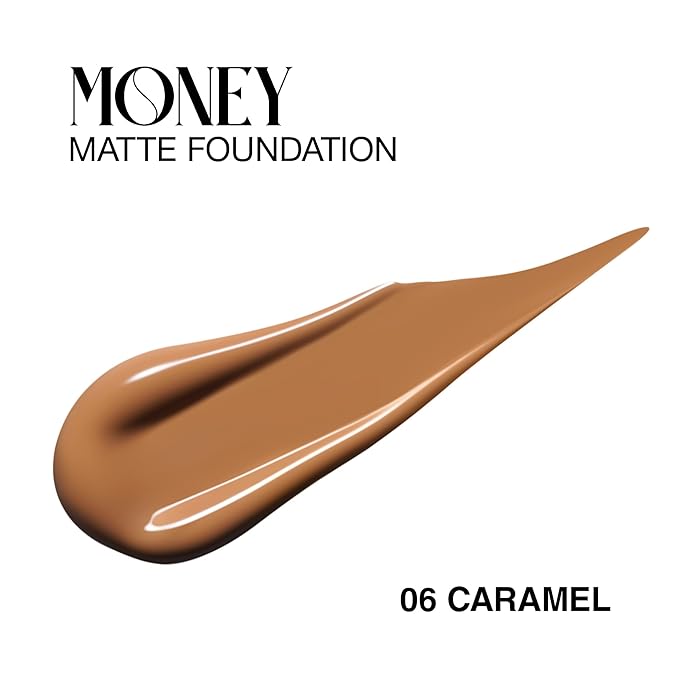 Matte Foundation Money - Long-Lasting Makeup Foundation with Flawless & Buildable Coverage - Liquid Foundation for All Skin Types (Caramel)