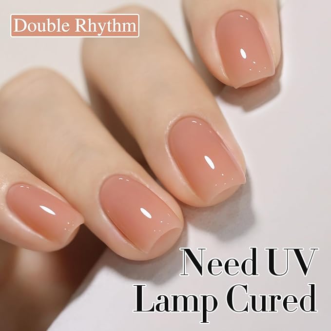 Double Rhythm 0.50 OZ Translucent Gel Polish Same Color Same Bottle Sheer Pastel Neutral Natural Milky 15 ML Jelly UV Nail Art DIY at Home (Light Orange Pink-A1497)