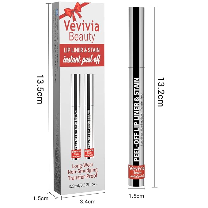 2pcs Lip Stain Peel Off - Lip Liner Stain Long Lasting Waterproof,2-in-1 Lip Liner with Tweezer Nude Matte,Non-Stick Cup,Highly Pigmented，Natural Finish,Stay On All Day,Perfect for Gift (Nude+Rose)