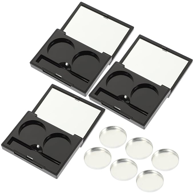 Empty Magnetic Eyeshadow Makeup Palette with 2Pcs Round Metal Pans,Magnetic Makeup Palette, Empty Makeup Palette，Aluminum Blush Empty Magnetic Eyeshadow Case,Customizable Beauty Organizer
