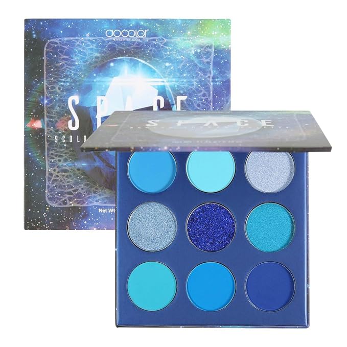 docolor Eyeshadow Palette 9 Colors Blue Eyeshadow Gemstone Shadow Palette Highly Pigmented Mattes Shimmers Smokey Glitter Cream Colorful Powder Blendable Long Lasting Waterproof Makeup Palette