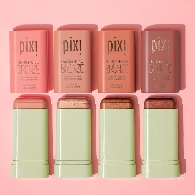 Pixi On-the-Glow Bronze - RichGlow, Hydrating Tinted Moisture Bronzer Stick with Ginseng, Aloe Vera & Fruit Extracts, For Cheeks & Lips, 19g / 0.6oz, Paraben-Free