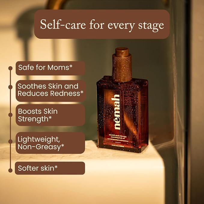 Nemah - Nourishing Belly Oil for Pregnant Women - Hydrating Stretch Mark Oil with Jojoba and Coconut Oil - Vegan & Cruelty-Free - 3.4 fl. oz.
