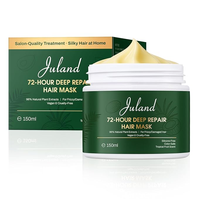 Juland Hair Mask, Collagen Hair Mask with Natural Amla Oil for Moisturization & Damage Repair, Hydroplex Technology for Stronger, Shinier Hair, 11 oz – Revitalizing Treatment for Dry, Damaged Hair