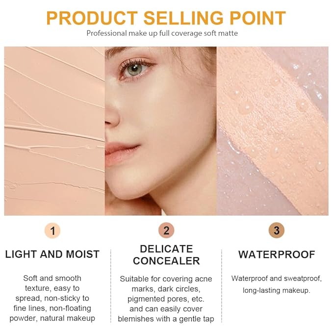 Kaely 2Pcs Pot Concealer Full Coverage Set,under Eye Brightener Concealer for Conceals Dark Circles,Waterproof Foundation Face Makeup Brush Kit,Color Correcting Concealer,01+02