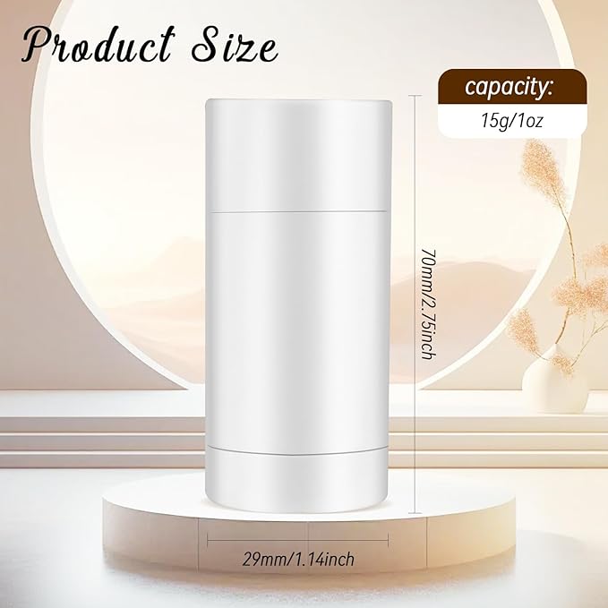 12 Pieces 15g White Plastic Deodorant Containers,Empty 1/2 oz Travel Lip Balm Tubes,Refillable Twist-UP Solid Perfume Tubes,Lipstick Tubes for DIY