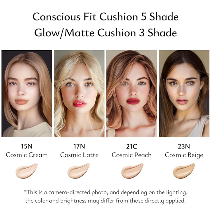 MOONSHOT KOREA Matte Fit Cushion Foundation Full Coverage Matte Finish, Breathable Makeup for Face, Long Lasting, Lightweight K-BEAUTY (23N Cosmic Beige, Matte Fit Cushion)
