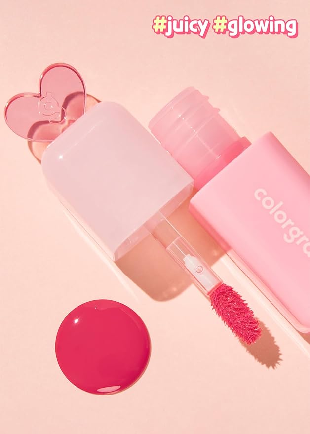 COLORGRAM Juicy Drop Tint 07 Cool Peach | Juicy Lip Gloss, Glowing Lip Stain with Fruity Colors, Buildable & Blendable, Highly Pigmented