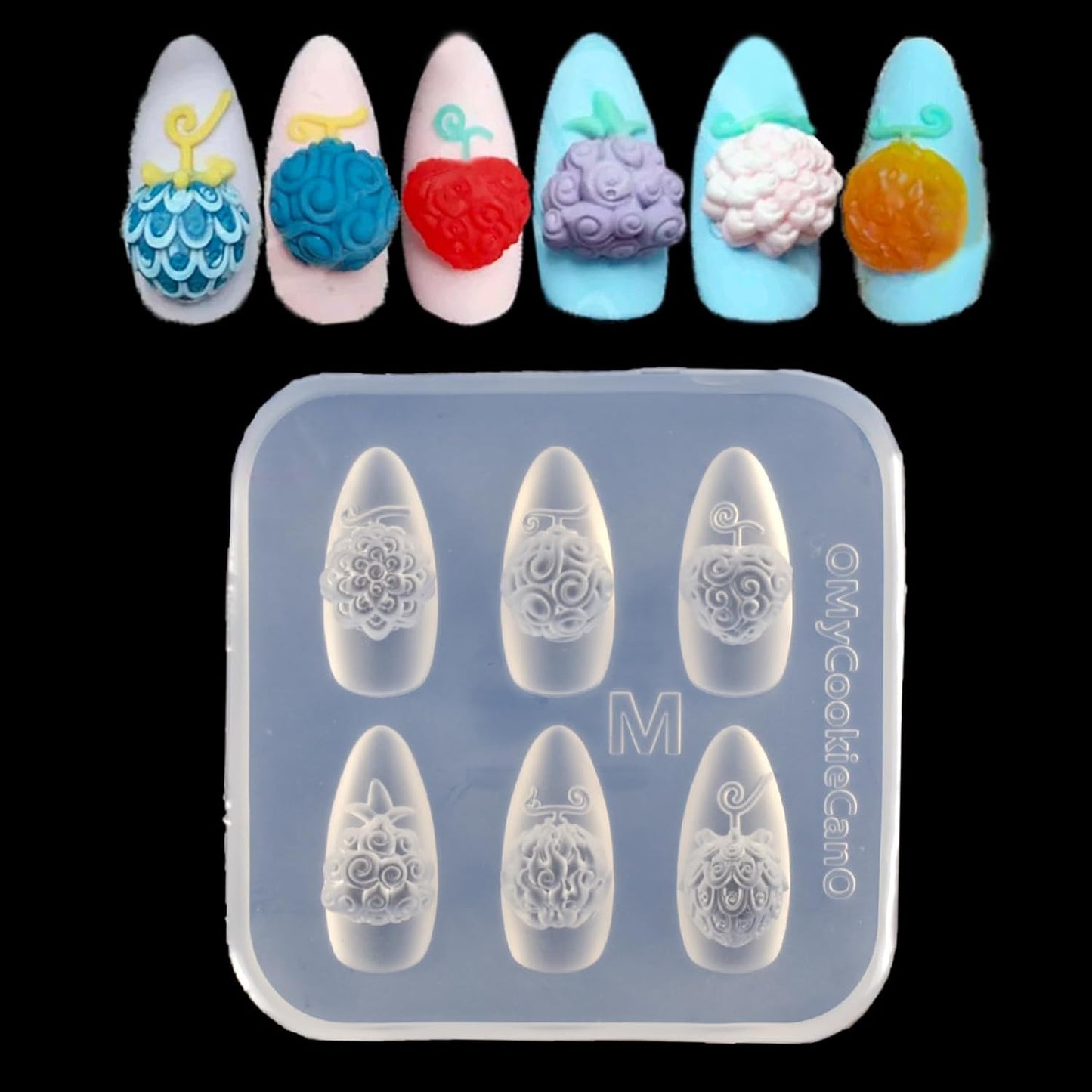3D Flowers Nail Mold Devil Fruit Carving Template Silicone Nail Tools for Resin Charms Manicure DIY Supplies