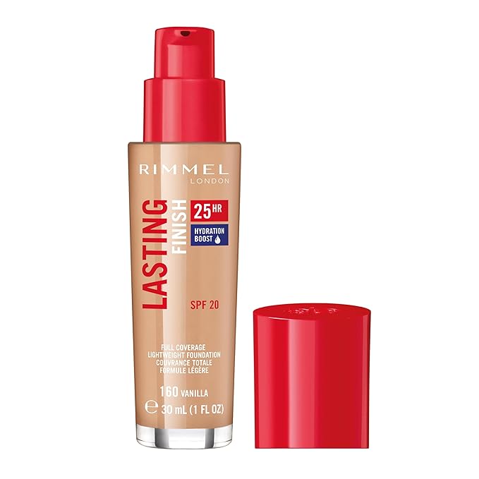 Rimmel London Lasting Finish 25HR - 160 Vanilla - Foundation, 25-Hour Wear, Full Coverage, Waterproof, 1oz