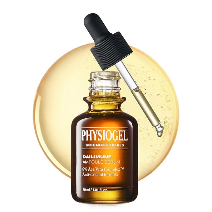 Physiogel Ampoule Vitamin C Face Serum, Strengthens Skin Barrier Antioxidant, Korean skin care, Moisturizing, Brightening, Soothing & Hydrating Serum Vitamin E & B5 Skincare Face Essence.