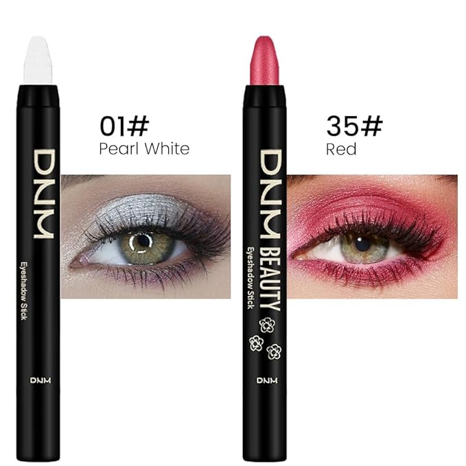 Kaely 2Pcs Cream Eyeshadow Sticks Set for Eyes Waterproof,Pearl White & Red Shimmer Matte Eye shadow Stick Pencil Pen Bulk sombras en crema para ojos 01+35